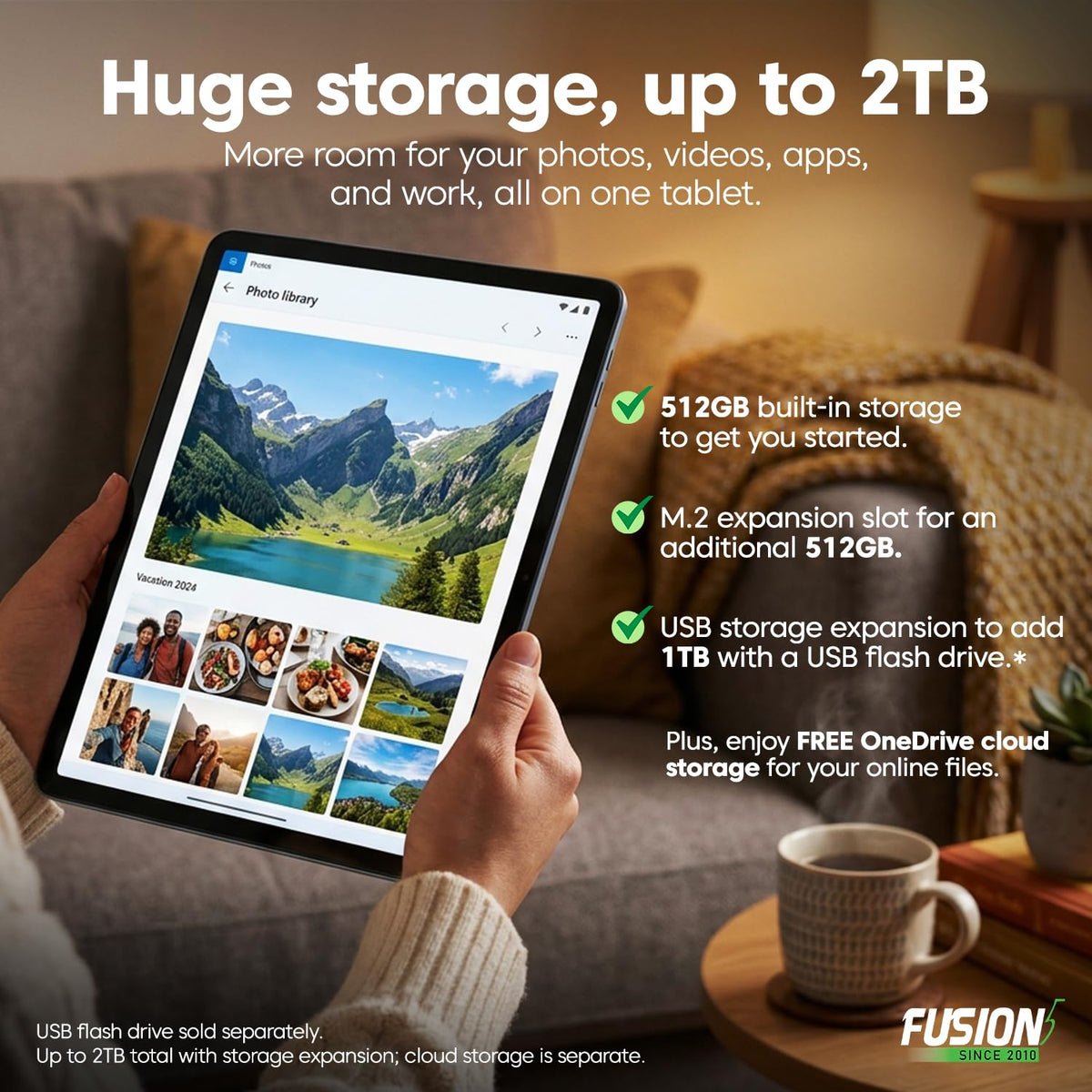Fusion5 2 in 1 Laptop, Windows 11 Tablet with Keyboard - Built in USA, 12" 2K Touchscreen, Intel 15th Gen Quad-Core CPU, 16GB DDR5 RAM, 512GB SSD, 12 Inch Windows Tablet PC with Built-in Cooling Fan