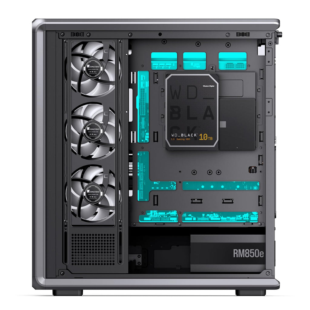 JONSBO D401 ATX Mid Tower PC Case, Frame Structure, Back-Connect MB,High Comp Gaming Dual Chamber Computer Case,GPU 439mm/PSU 200mm/AIO360x2, Desktop Display,Black