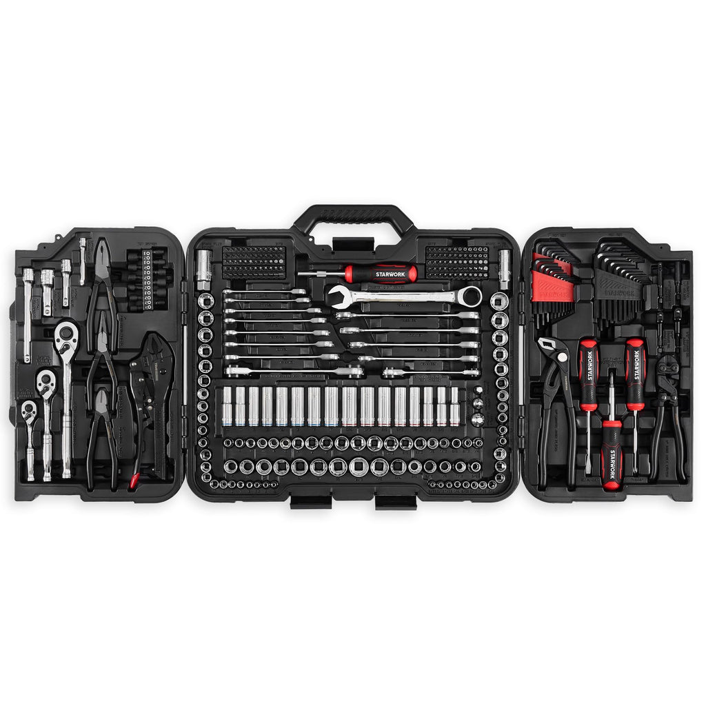 STARWORK TRUE MECHANIC™ 314-Piece Mechanics Tool Set and Socket Set, 1/4", 3/8", 1/2" Drive, Professional, Metric
