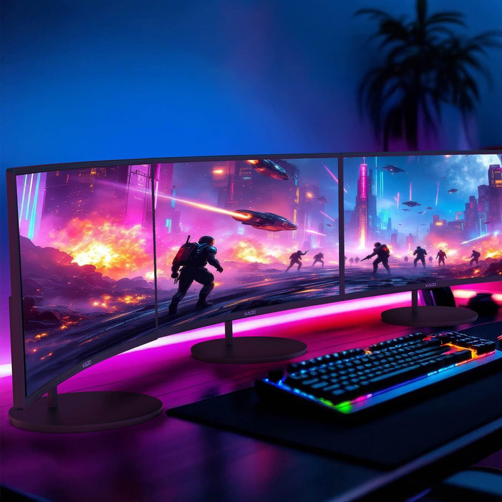 Kado 3-Pack Trio 27" Curved 1500R 1920x1080 75Hz FHD Computer Monitor