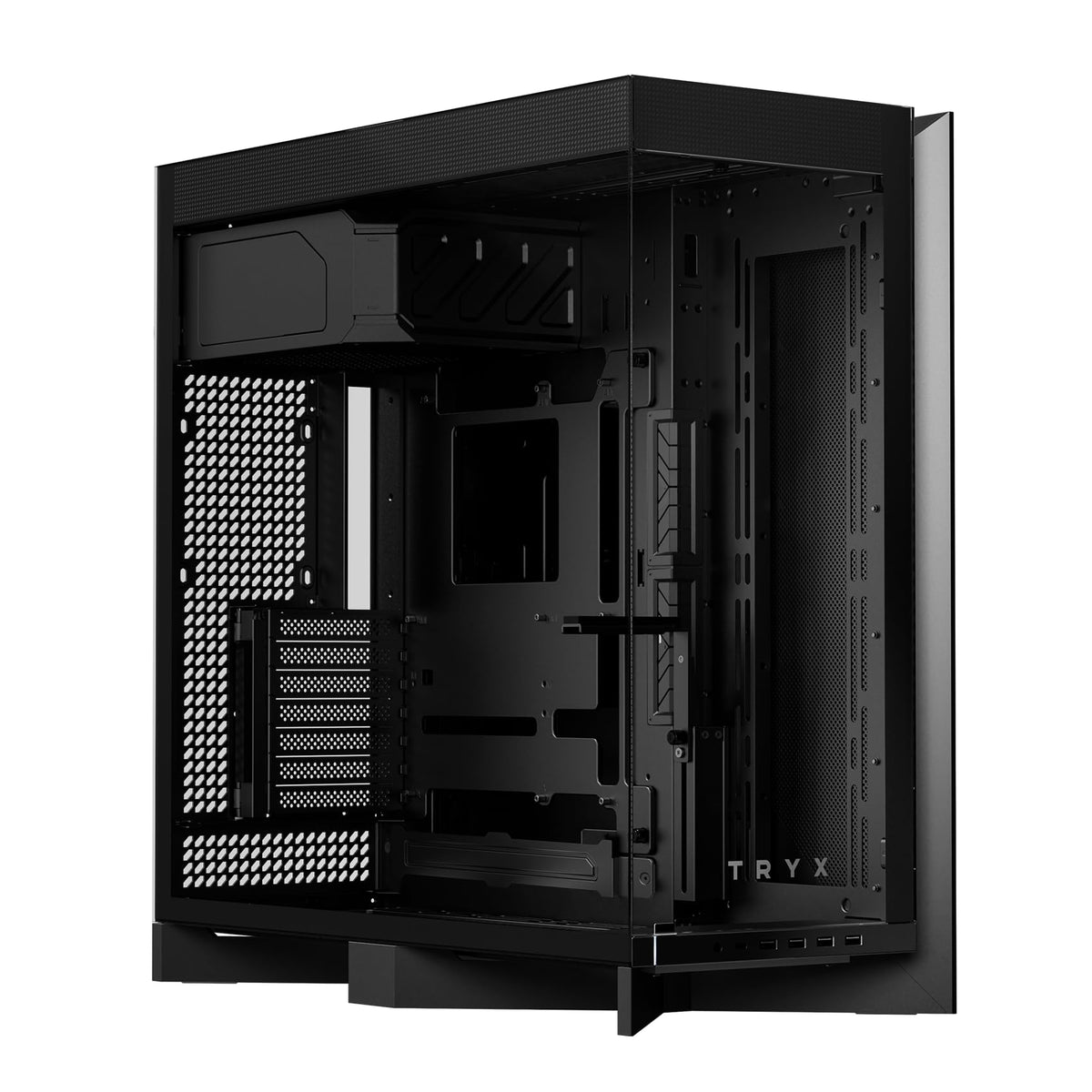 TRYX Luca L70 ATX PC Case Panoramic Glass with Front Panel ATX Case Dual Chamber High Modularity 6000-Series Anodized Aluminum Frame Computer Case 420mm Radiator Support USB 3.2 Type-C I/O Panel