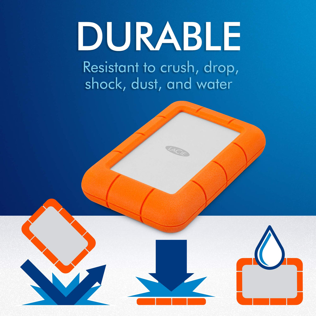 LaCie Rugged Mini 5TB, Draagbare Externe Harde Schijf, 2.5", voor PC and Mac, Schok- en valbestendig, Data Rescue Service (B07WW1RJ9R)