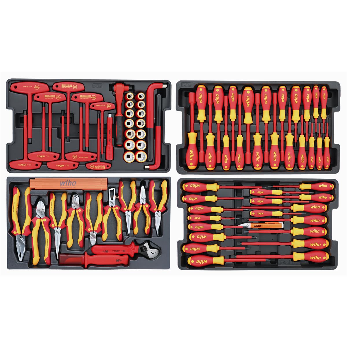 Wiha Insulated Master Electrician's Tool Set In Rolling Water Tight Traveling Tool Box 112 Piece