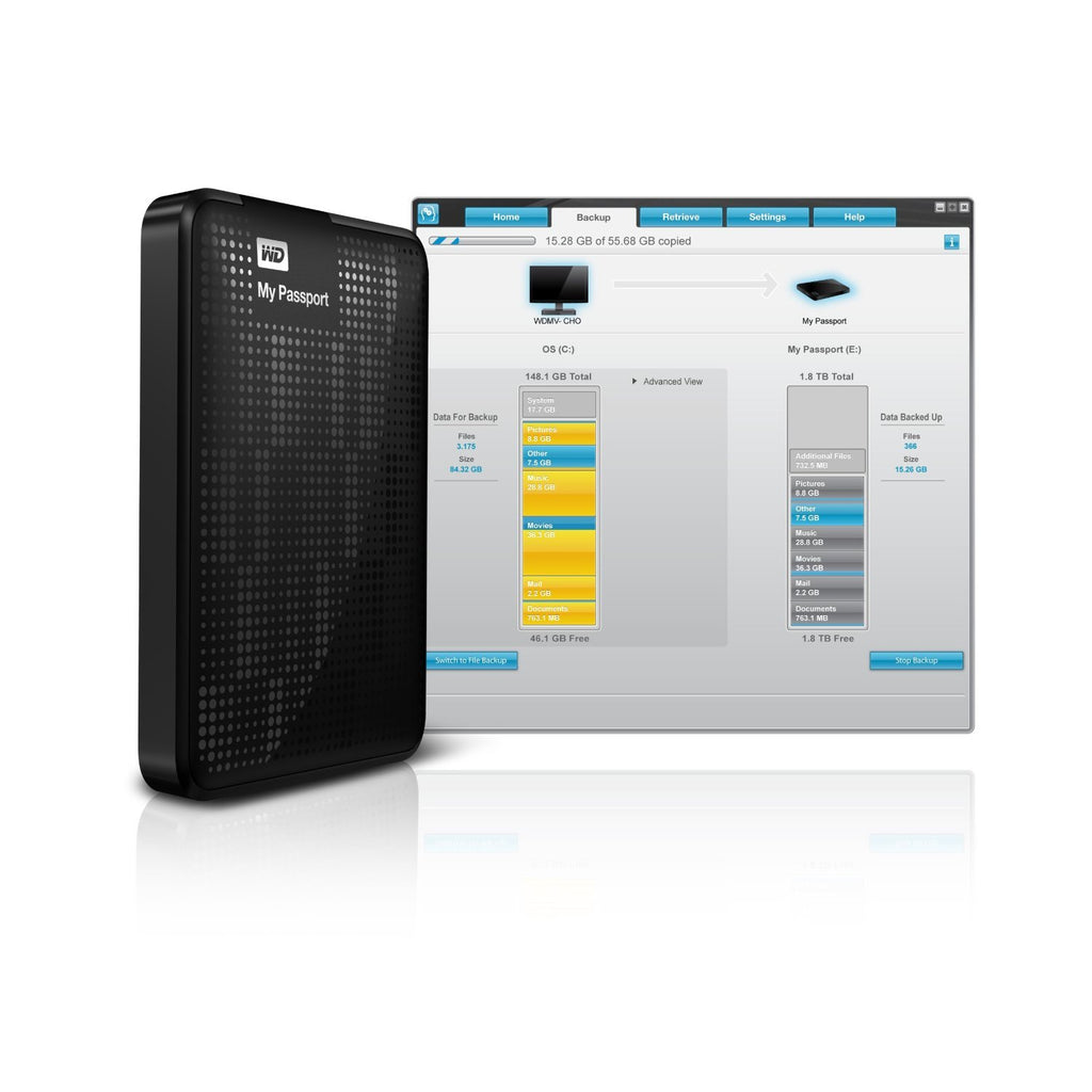 WD My Passport 1TB Portable External Hard Drive Storage USB 3.0 Black