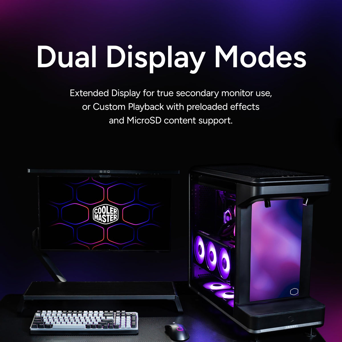 Cooler Master MasterFrame 360 Stage LCD ATX PC Case, LCD Display Spotlight