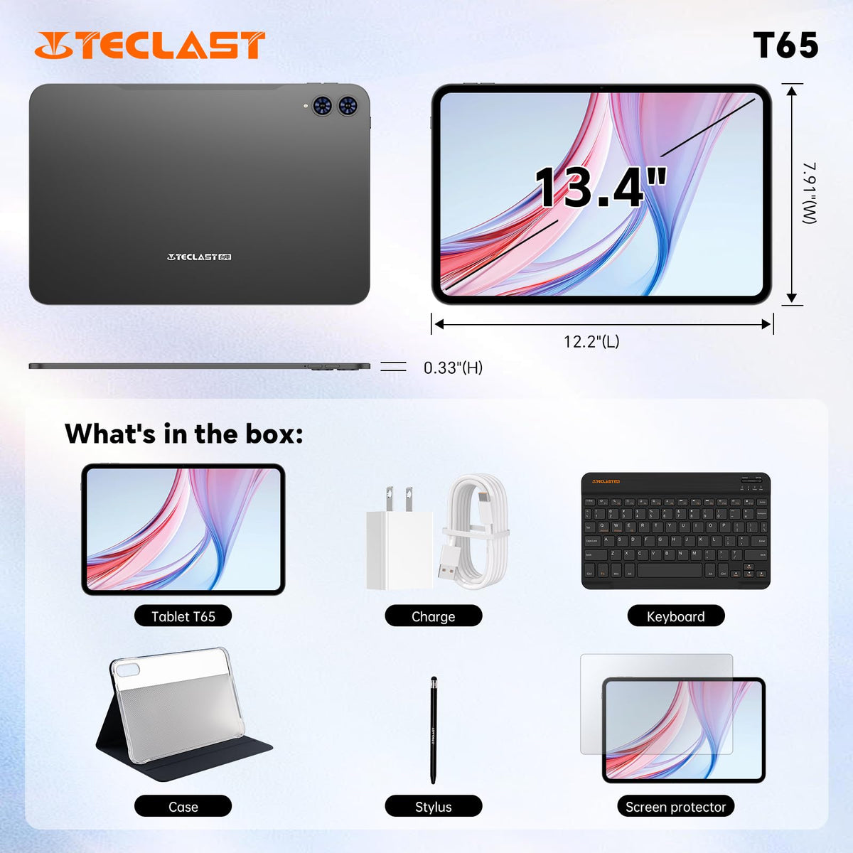 TECLAST 13.4" Android Tablet with Keyboard, 4G LTE, Large Screen Tablet