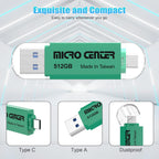 Micro Center Super Speed 2-in-1 512GB Dual Drive Type C & Type A OTG up to 150MB/s USB 3.0 Flash Drives Thumb Drive Memory Storage for Android Smartphone Computers MacBook Tablets PC