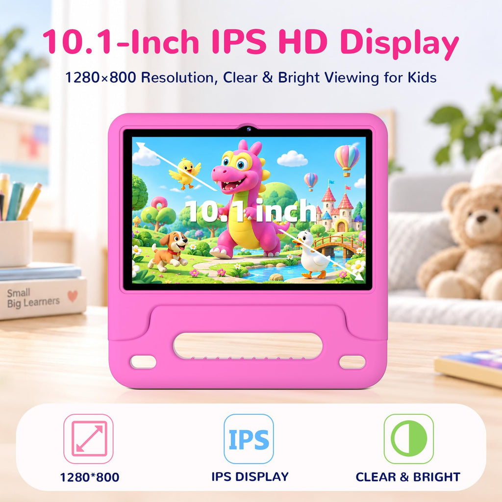 Kids Tablet 10.1" Android 16 Bundle: Keyboard, Mouse, Stylus, Headphones
