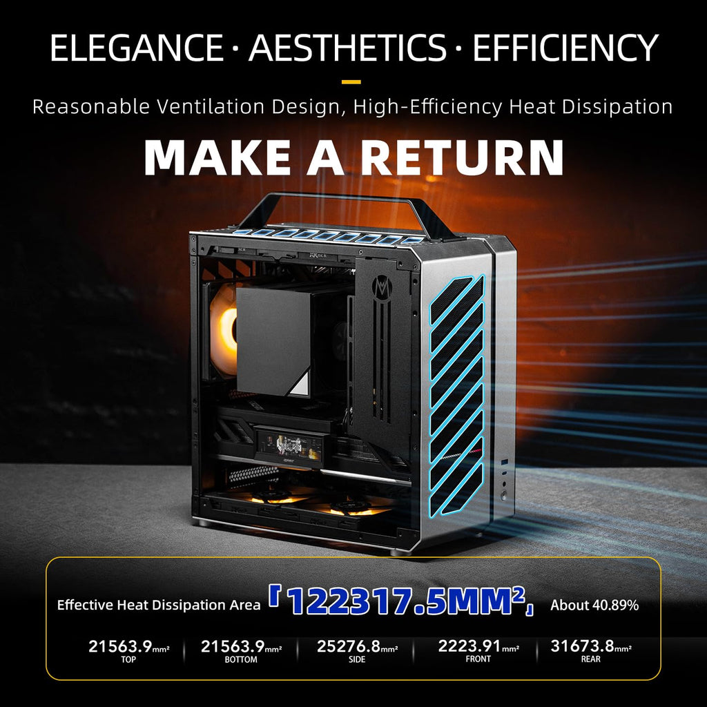C34 Ultra-Compact ATX PC Case with Handle Yellow