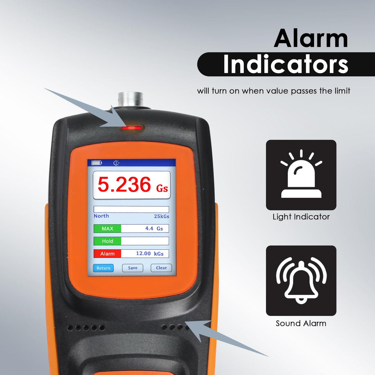 Gauss Meter ±1% High Precision Tesla Meter 0-2500mT 25000Gs Hall Sensor Magnetic Field Tester Data Storage USB Rechargeable TFT Display DC Field Measurement Device