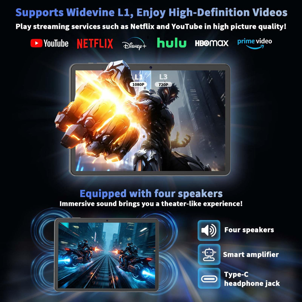 Android 16 Tablet with Keyboard, 10 inch Tablet with 26GB+256GB+2TB Expand