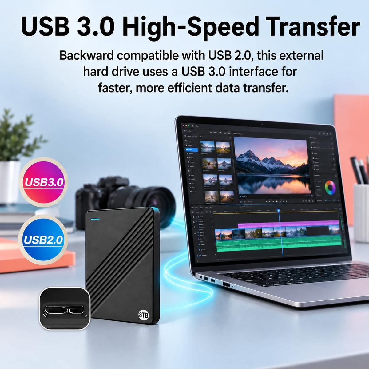 8TB External Hard Drive Portable,USB 3.0 for PC Mac Laptop Desktop HDD