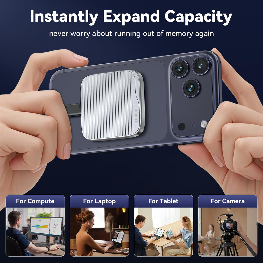 960G External SSD Magnetic Portable SSD USB 3.2 Gen 2x2 up to 2000MB/s 4K 120 fps ProRes HDR Video Record Metal USB-C External Solid State Drive for iPhone 16 Pro Max, Smartphone, Tablet, Laptop