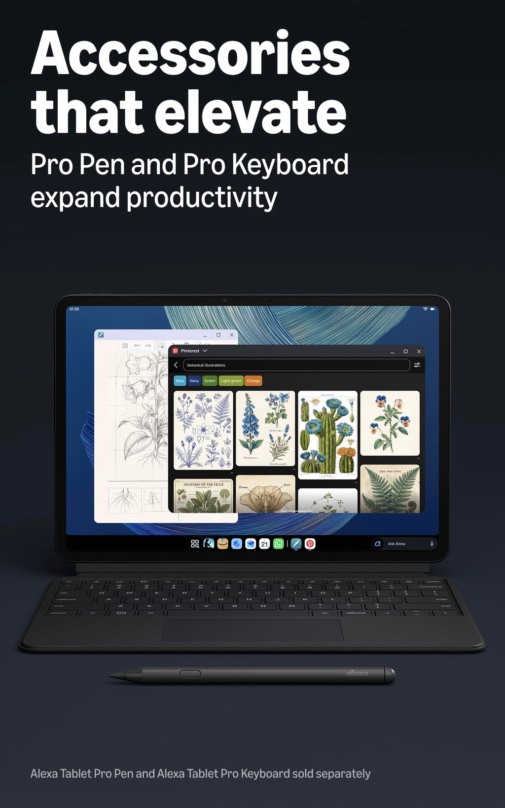 Amazon Alexa Tablet 12 Pro (all-new), 8GB RAM, 128GB, 12″ stunning 2.8K display, All-day battery, With Google Play, Designed for Alexa+, Graphite