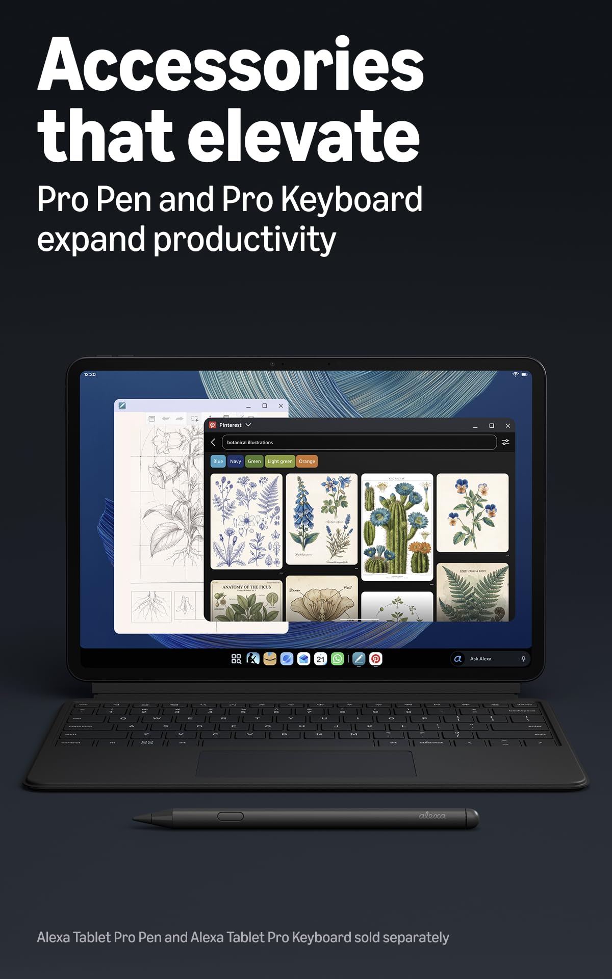 Amazon Alexa Tablet 12 Pro (all-new), 8GB RAM, 128GB, 12″ stunning 2.8K display, All-day battery, With Google Play, Designed for Alexa+, Graphite
