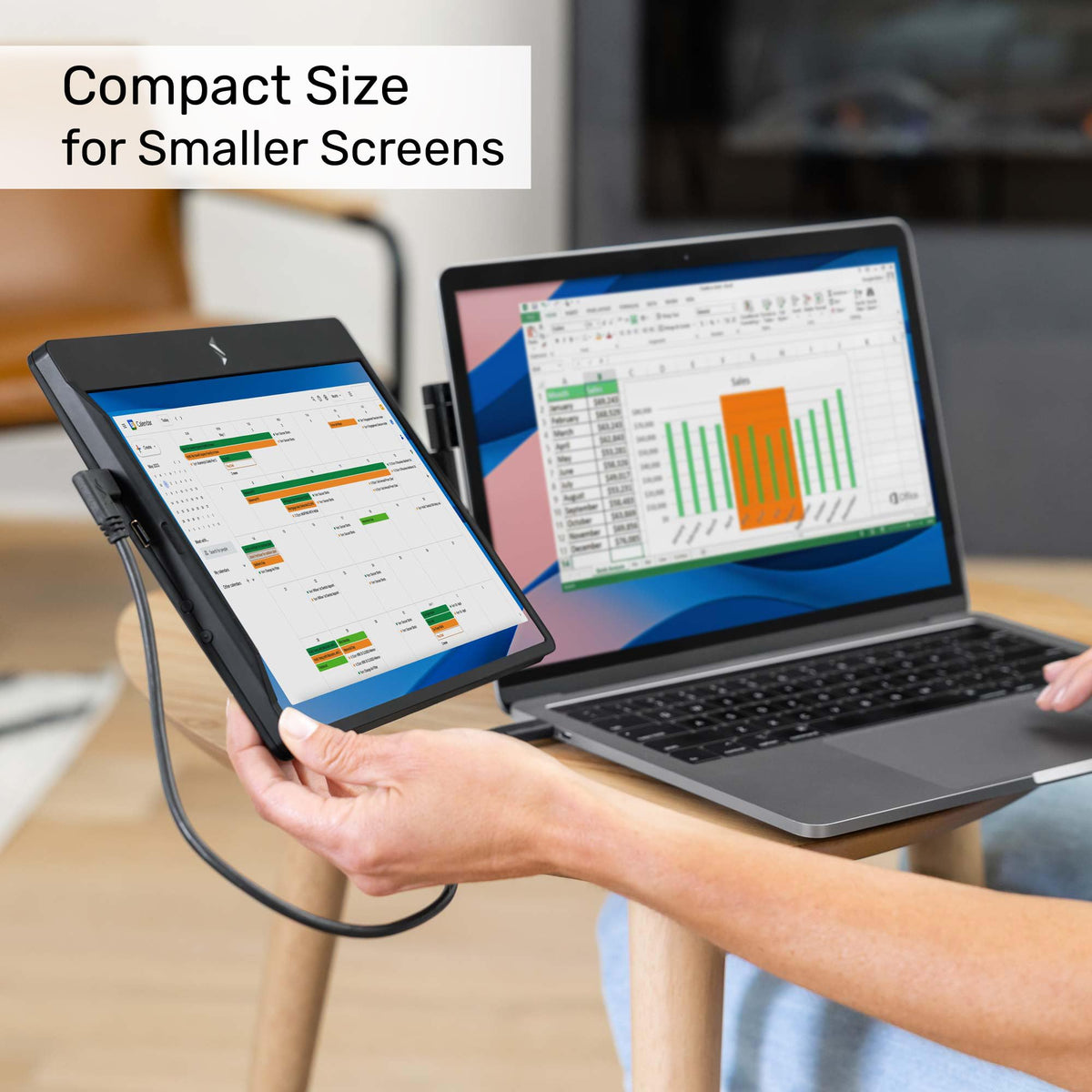 SideTrak Swivel 12.5" Portable Monitor for Laptop, Patented Swivel Hinge, Laptop Screen Extender | FHD Dual Screen w/Kickstand, USB or HDMI, Mac, PC, Chromebook Compatible (Single Monitor)