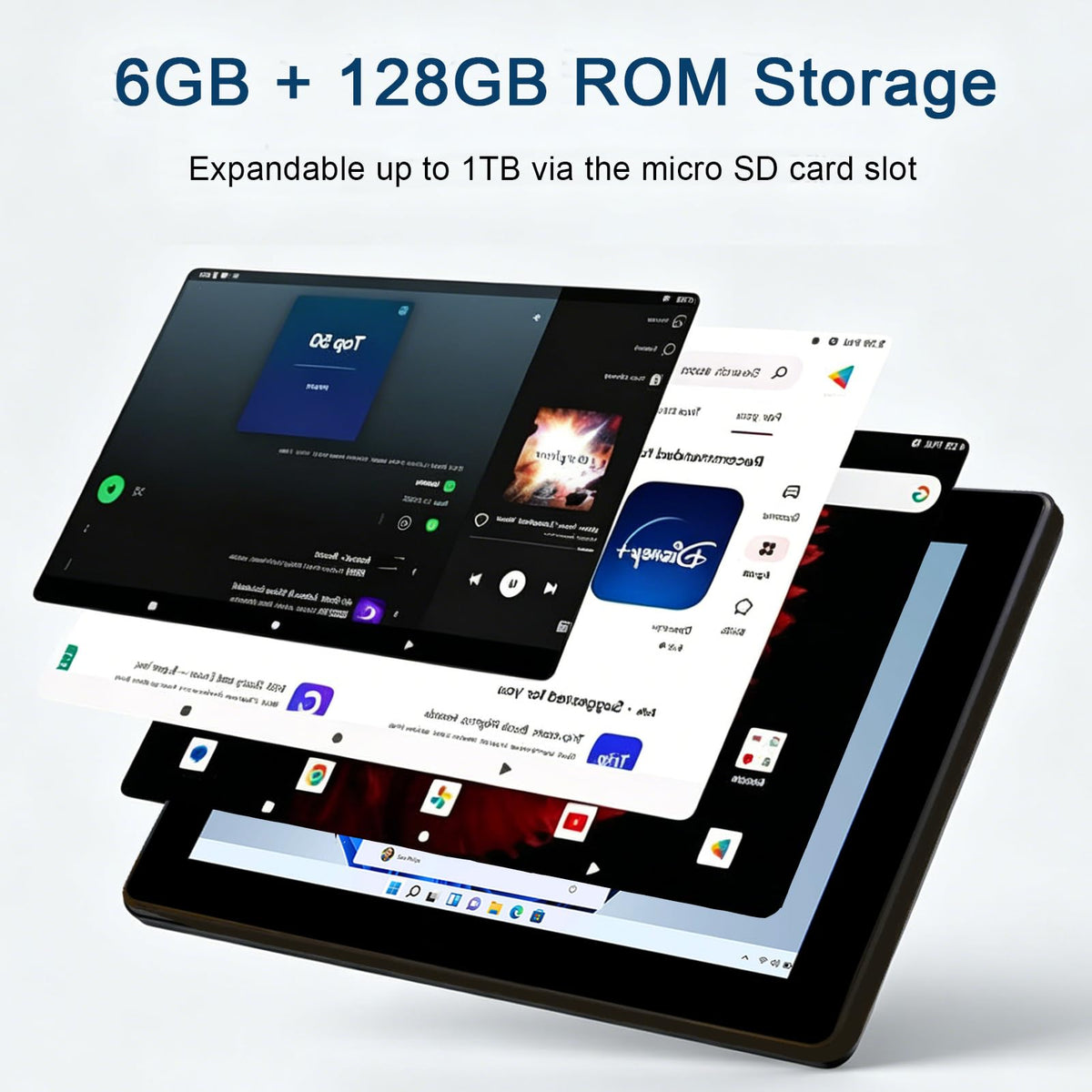 10.1" Window s 11 Touchscreen Tablet PC,In tel Processor,6GB RAM 128GB Storage,6000mAh Battery,Dual Band 2.4&5G WiFi Bluetooth Lightweight Portable Mini Laptop Tablet for School Business Office Travel