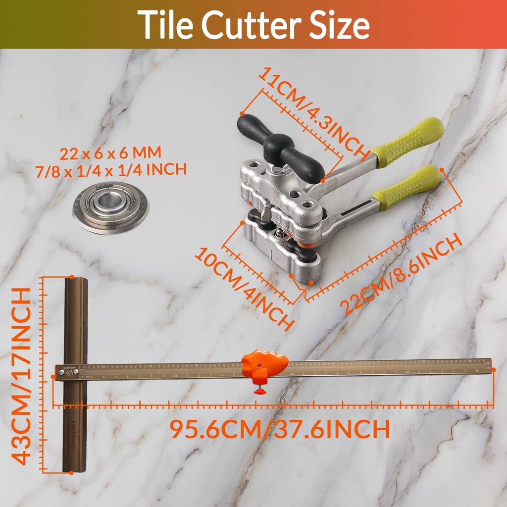 Precise Tile Cutter Hand Tool,Professional Manual Tile Cutter for Porcelain/Ceramic Tiles,Capable Cutter 72' Format Tiles,Upgrade 4.0 Running Plier,2Pcs Tile Scoring Wheels,3Pcs Cutter Heads