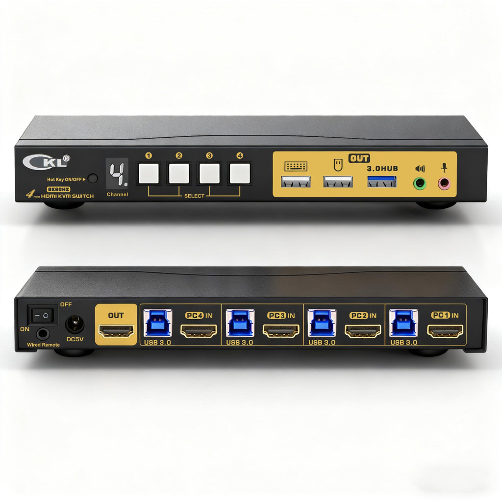 8K HDMI 2.1 KVM Switch (4 Computers 1 Monitor with EDID)