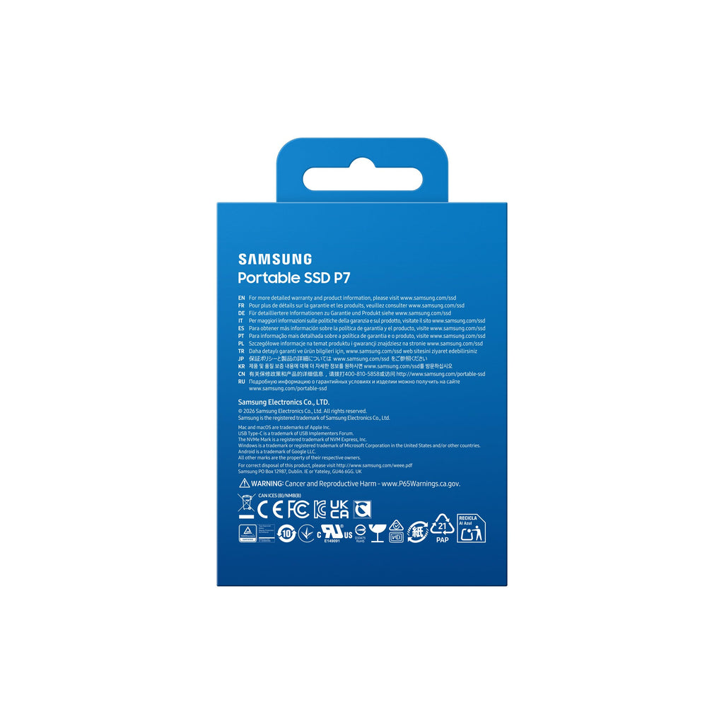 Samsung Portable SSD P7 1TB, Read/Write Speeds up to 4,000/3,700 MB/s