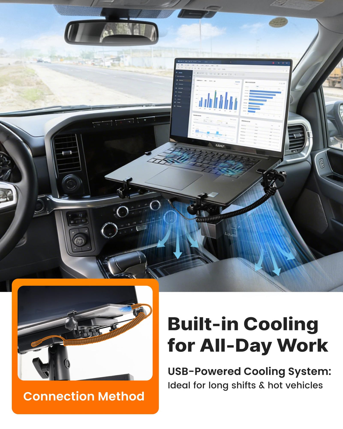 No-Drill Laptop Mount Fit for Mercedes Sprinter, ProMaster City