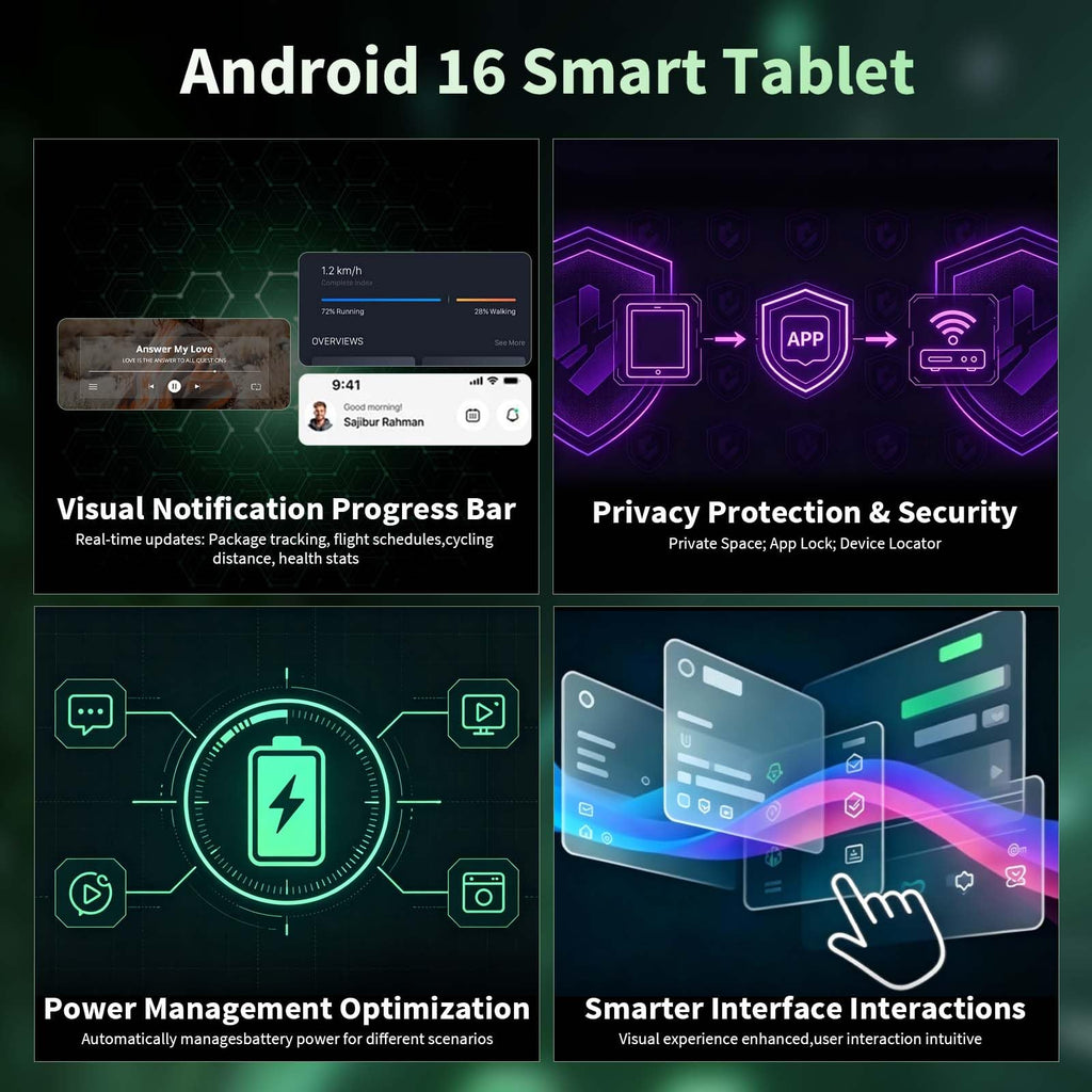 Tablet, 10 Inch Android 16 Tablet with Keyboard, Gemini AI, 32GB+256GB+2TB