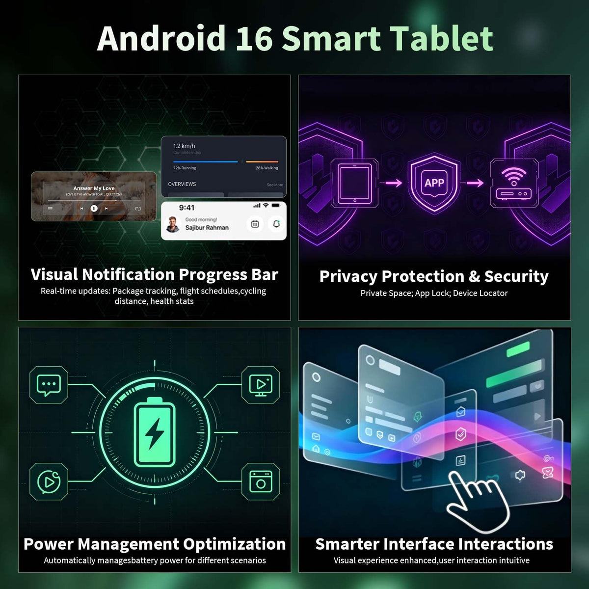 Tablet, 10 Inch Android 16 Tablet with Keyboard, Gemini AI, 32GB+256GB+2TB