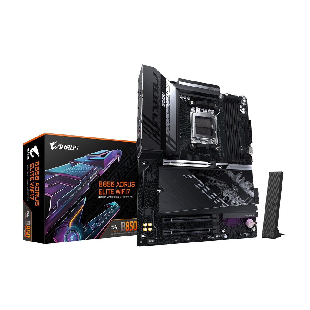 GIGABYTE B650 AORUS Elite AX AMD AM5 ATX Motherboard, Support Ryzen 9000/8000/7000 Series, DDR5, 14+2+1 Power Phase, PCIe 5.0 M.2, USB-C 3.2 Gen 2, WIFI6E, 2.5GbE, EZ-Latch, Q-Flash, RGB Fusion