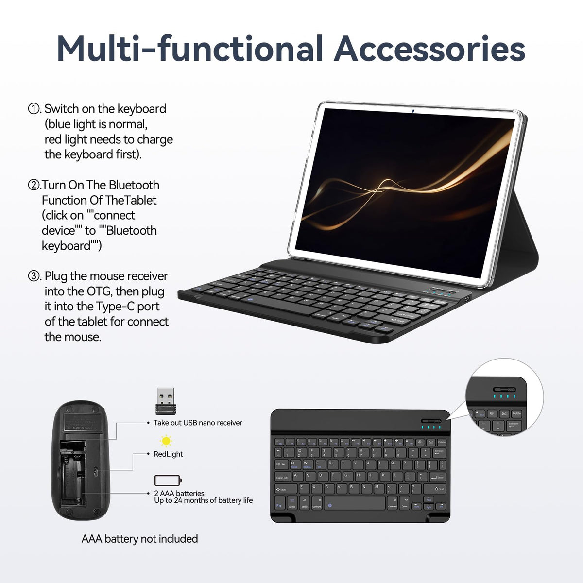 2026 Latest 10.1 Inch Tablet Android 16 Tablets with Keyboard 20GB RAM 128GB ROM 1TB Expand Tablet with 7000mAh Battery, 21MP Camera, Octa-core Processor, FHD Screen, GPS, Deal Speaker, BT 5.0