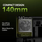 Geometric Future Alpha 1000W Fully Modular ATX 3.1 Power Supply, 80 Plus Platinum, Native 12V-2x6, 100% Japanese Electrolytic Capacitors, Green