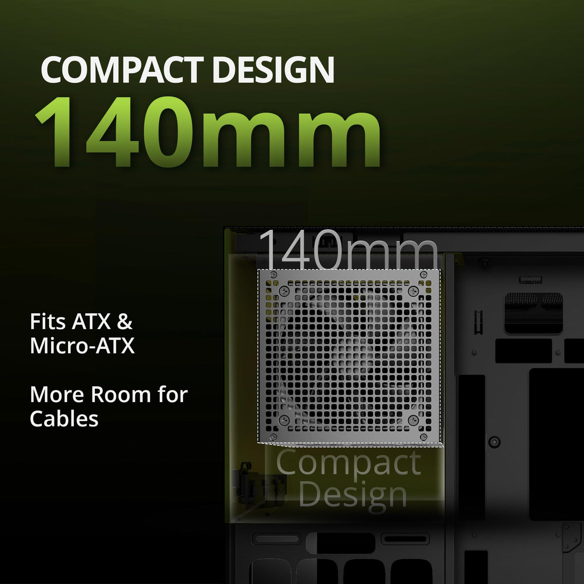 Geometric Future Alpha 1000W Fully Modular ATX 3.1 Power Supply, 80 Plus Platinum, Native 12V-2x6, 100% Japanese Electrolytic Capacitors, Green