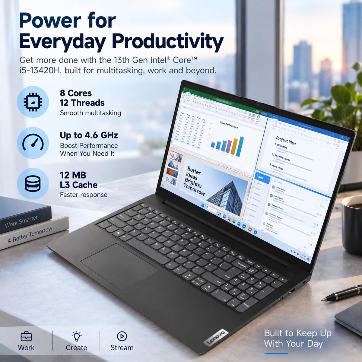 Lenovo V15 G4 i5 Business Laptop, 15.6″ FHD Anti-Glare Display, Intel i5-13420H (8-Core, Beat i7-1355U), 16GB DDR5 RAM, 256GB SSD, WiFi6, Bluetooth5.2, Windows 11 Home, with 5ave 6-in-1 Accessory Kit
