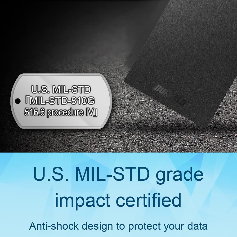 BUFFALO External SSD 500GB - Compatible with PS4 / PS5 / Windows/Mac - USB-C - USB-A - USB 3.2 - External Solid State Drive - ‎SSD-PG500U3B