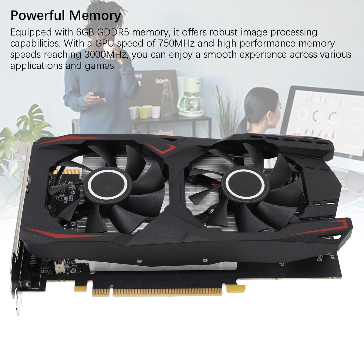RX 550ti Low Profile Graphics Card 6GB, GDDR5, 192bit, VGA DVI D HDMI, Video Card for PC Gaming, 4K Support, Gaming Computer GPU, PCI Express X16