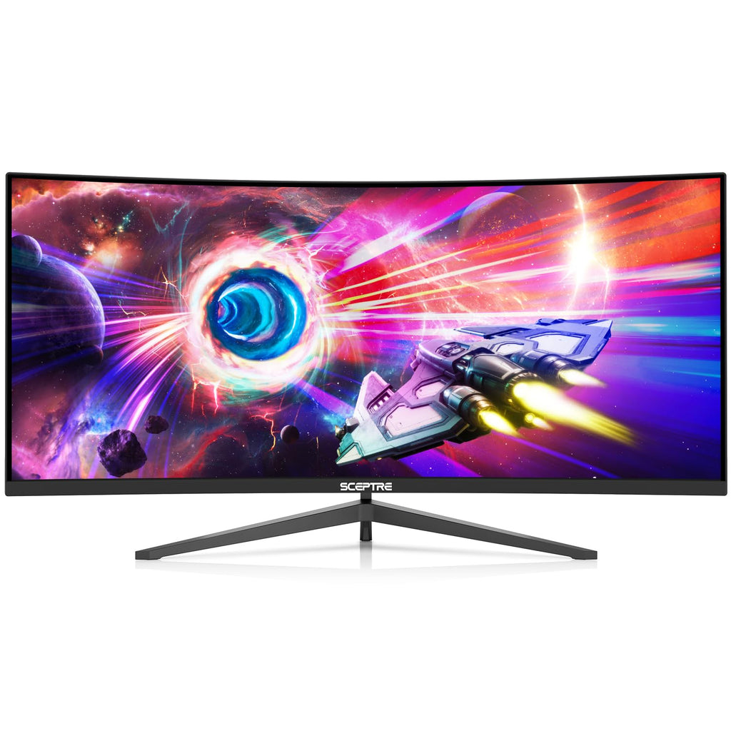 Sceptre 34-inch Curved ultrawide WQHD Monitor (3440 × 1440), R1500, up to 180Hz/165Hz, DisplayPort x2, 99% sRGB, 1ms, Built-in Speakers, Machine Black, 2025 (C345B-QUT168)