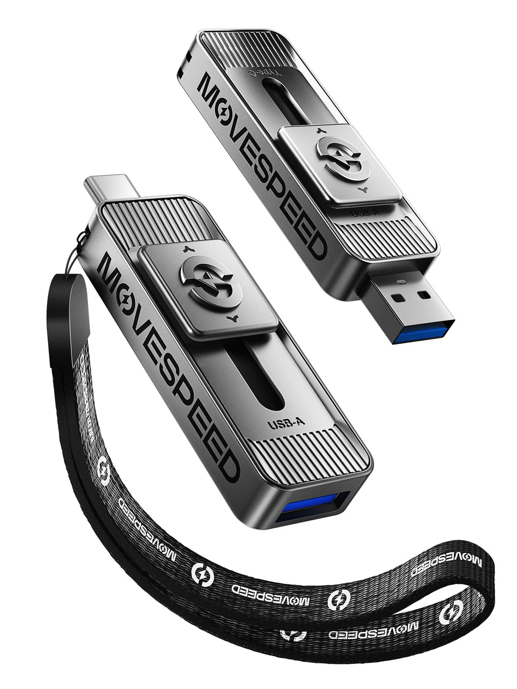 MOVE SPEED 1TB USB Drives, ThumbDrive with Dual Ports & Push-Pull Design — 560MB/s Read Speed, Type C + USB 3.2 Drive for iPhone 15/16/17/18Android/Mac