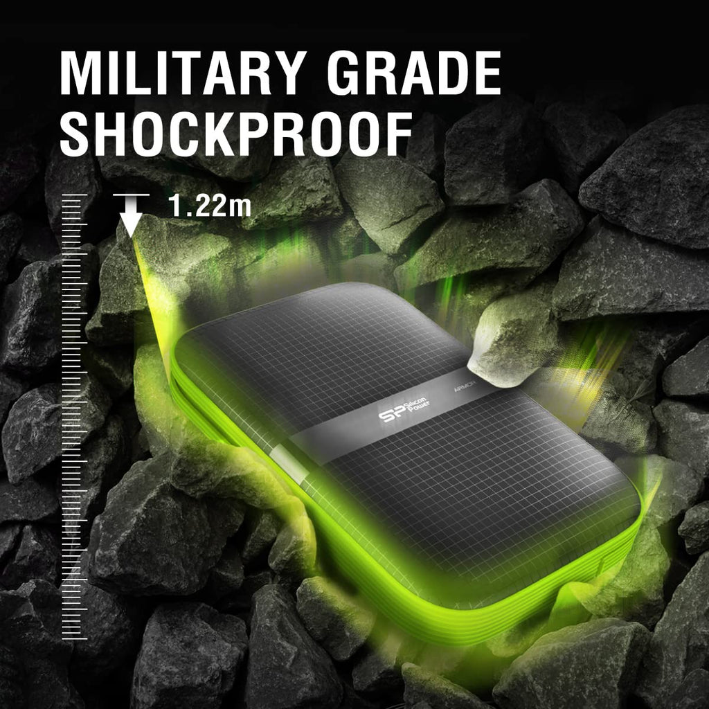 SP Silicon Power 2TB Rugged Portable External Hard Drive Armor A60 Shockproof USB 3.1 Gen1 for PC Mac Xbox and PS4 Black