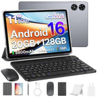 Tablet 11 inch, Android 16 Tablet with Keyboard, Mouse & Stylus, Gray
