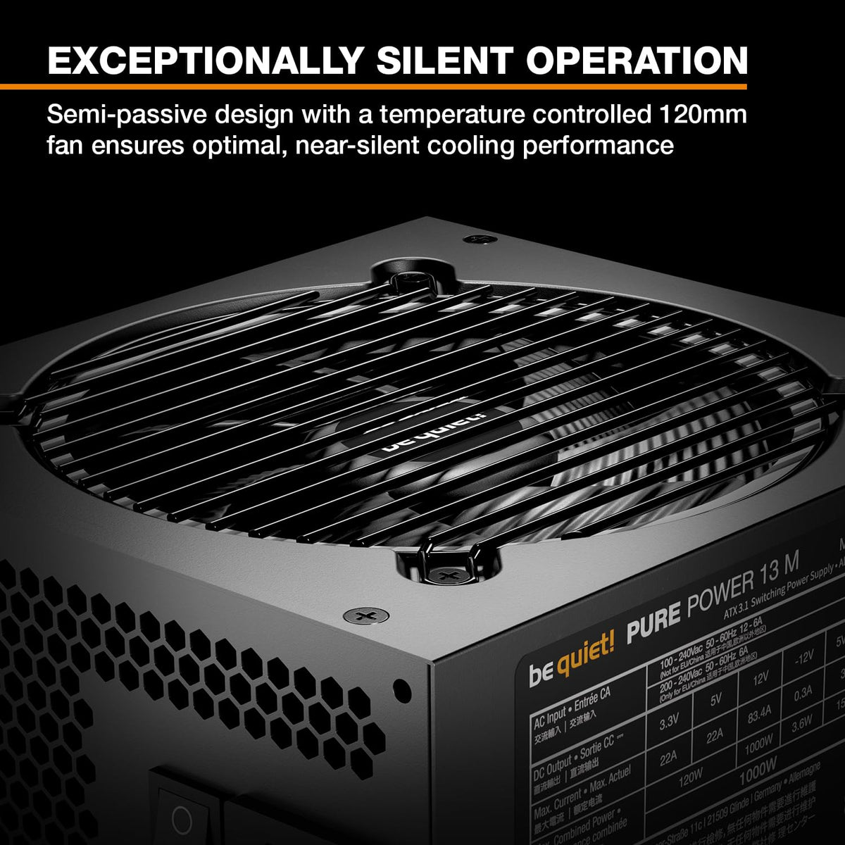 be quiet! Pure Power 13 M 1000W Power Supply, 80+ Gold, Cybenetics Platinum