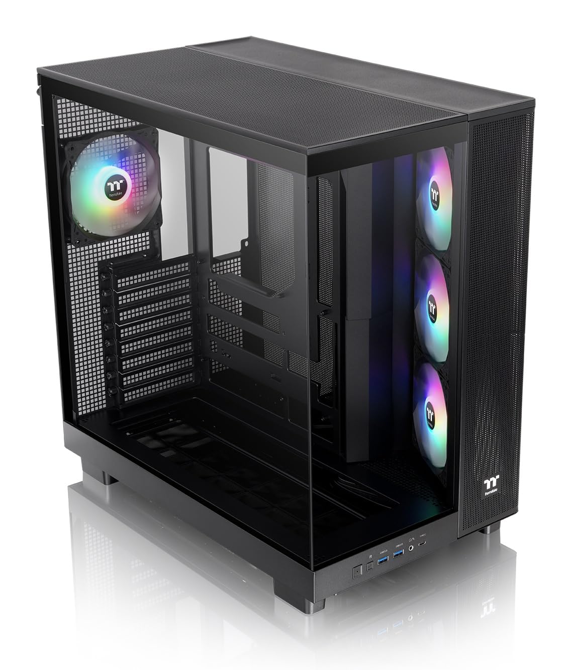 Thermaltake View 380 XL TG ARGB; 4x120mm ARGB Lite Fans Included; 360mm Radiator Support; 420mm GPU Clearance; Hidden Connector Support; Dual Chamber; Flaming Orange; CA-11E-00MRWN-00