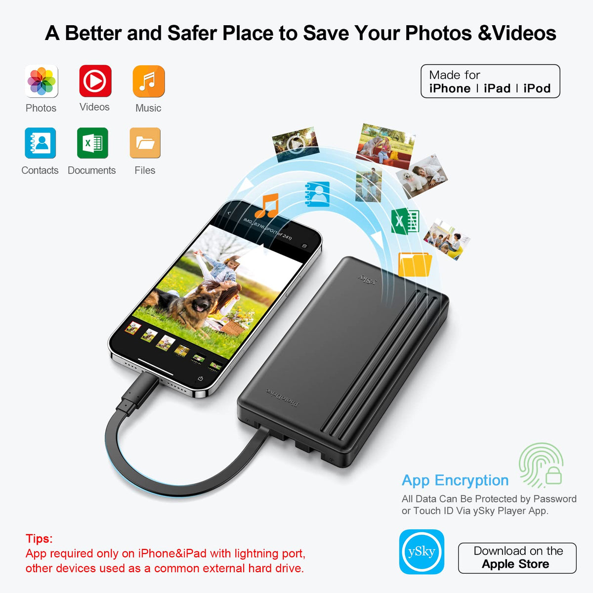 2TB External Hard Drive for iPhone & iPad,MacBook,Windows Computer,USB C Android Phones:Photo Stick USB Flash Drive for iPhone 17/16/ 15/14/13/12 to Backup Photo| Video | Music| File(MFi Certified)