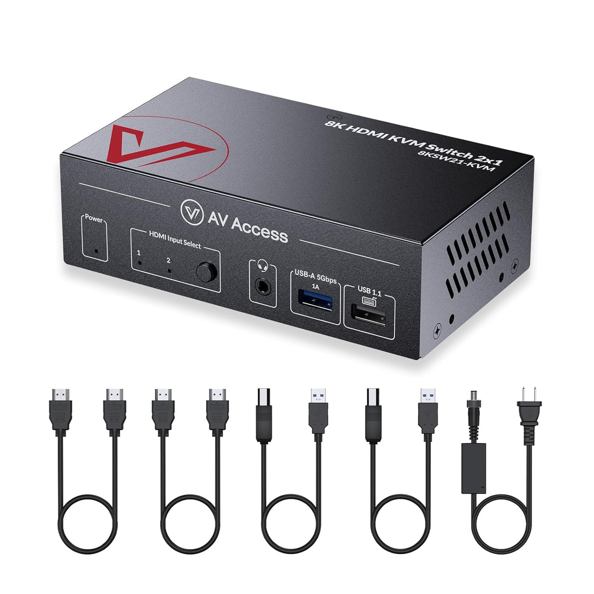AV Access KVM Switch 1 Monitor 2 Computers, 10K HDMI 2.1 KVM with USB 3.0