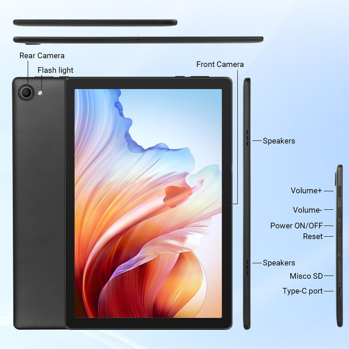 Tablet, 10.1" Android 16 Tablet, 24GB RAM 64GB ROM 1TB Expand
