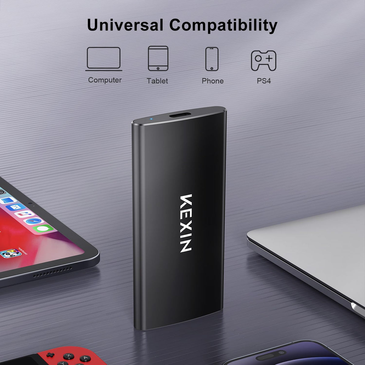 KEXIN External SSD 1TB External Hard Drive USB C Portable SSD, Up to 500MB/s, USB 3.1 External Solid State Drive 1T for PC Mac Android Game Console, Laptop, Xbox, PS4 and More