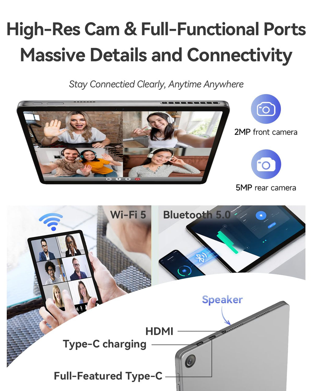 NewBook 10 10.1 inch 2-in-1 Laptop Tablet PC, Win 11 Compatible with Intel Pentium Gold 6500Y, 8GB RAM 256GB SSD, 1920x800 FHD Touchscreen, Micro HDMI/USB-C 3.2 with Magnetic Keyboard & Stand
