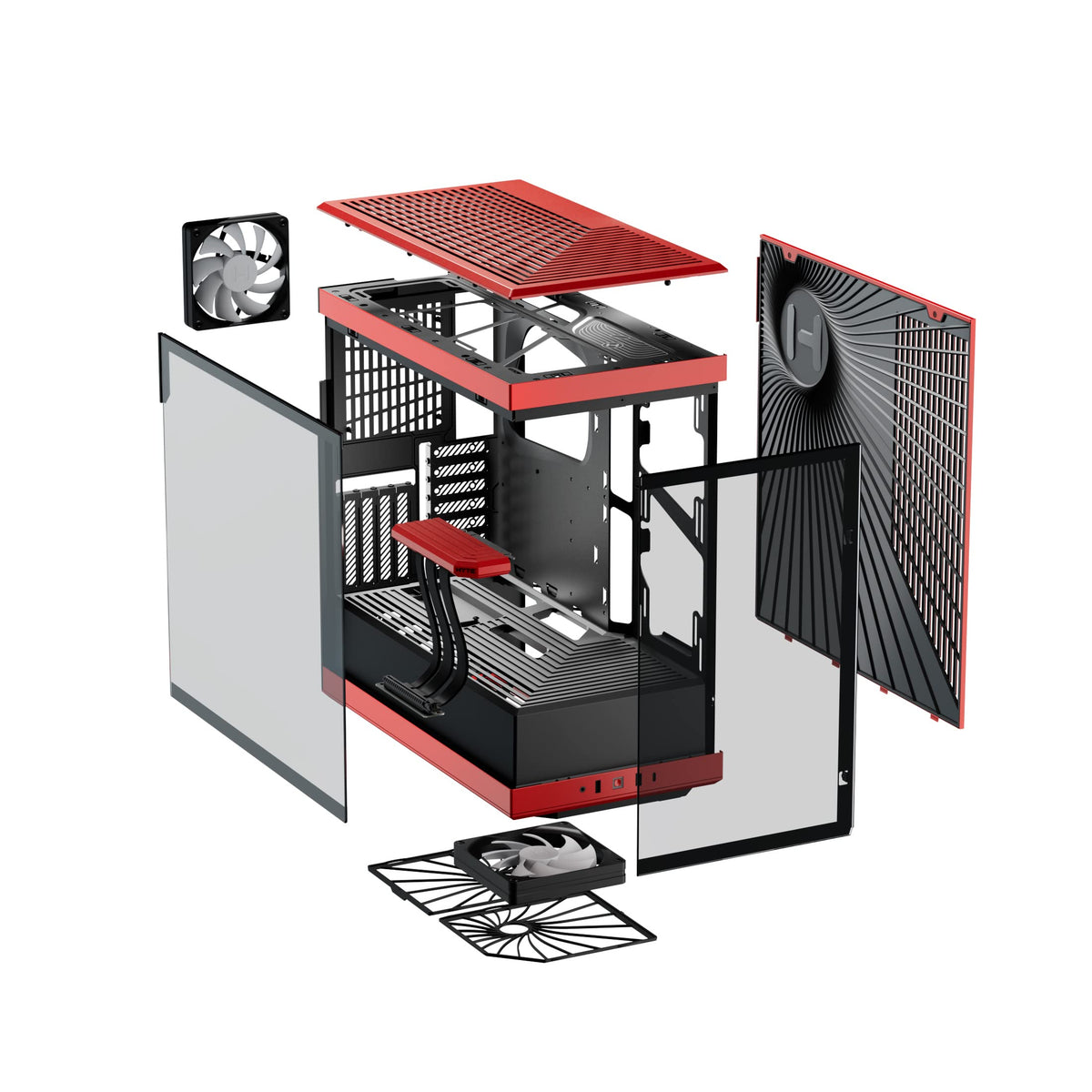 Hyte Y40 Modern Aesthetic Panoramic Tempered Glass Mid-Tower ATX Computer Gaming Case with PCIE 4.0 Riser Cable Included, Red (CS-HYTE-Y40-BR)