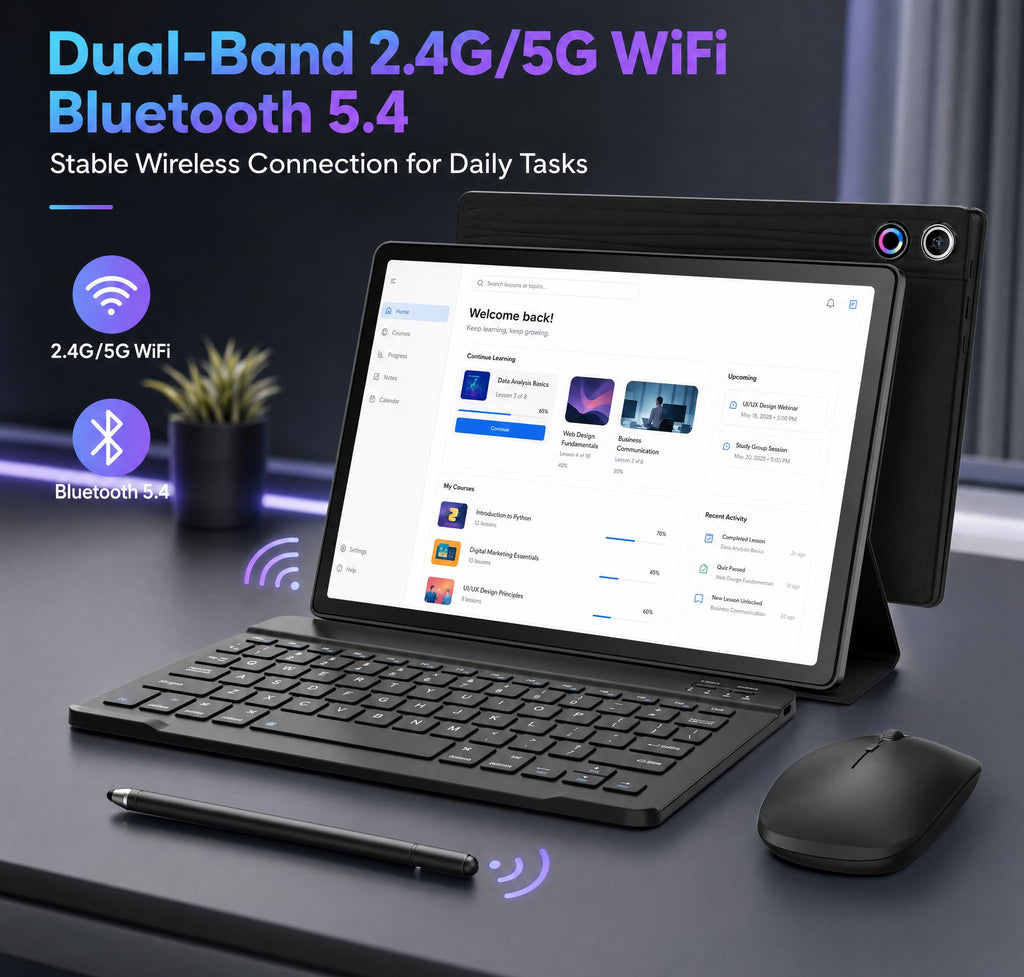 Tablet, 10.1 Inch Android 16 Tablets with Keyboard,24+64GB, 1TB Expansion
