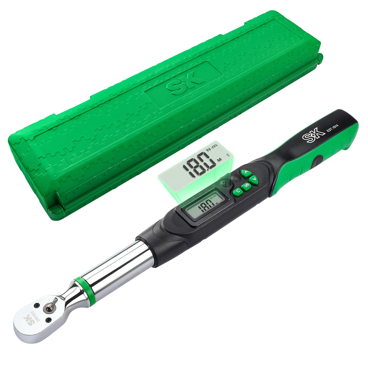 SK 3/8" Drive Digital Torque Wrench, 6.8 to 135 N-M, LED Display