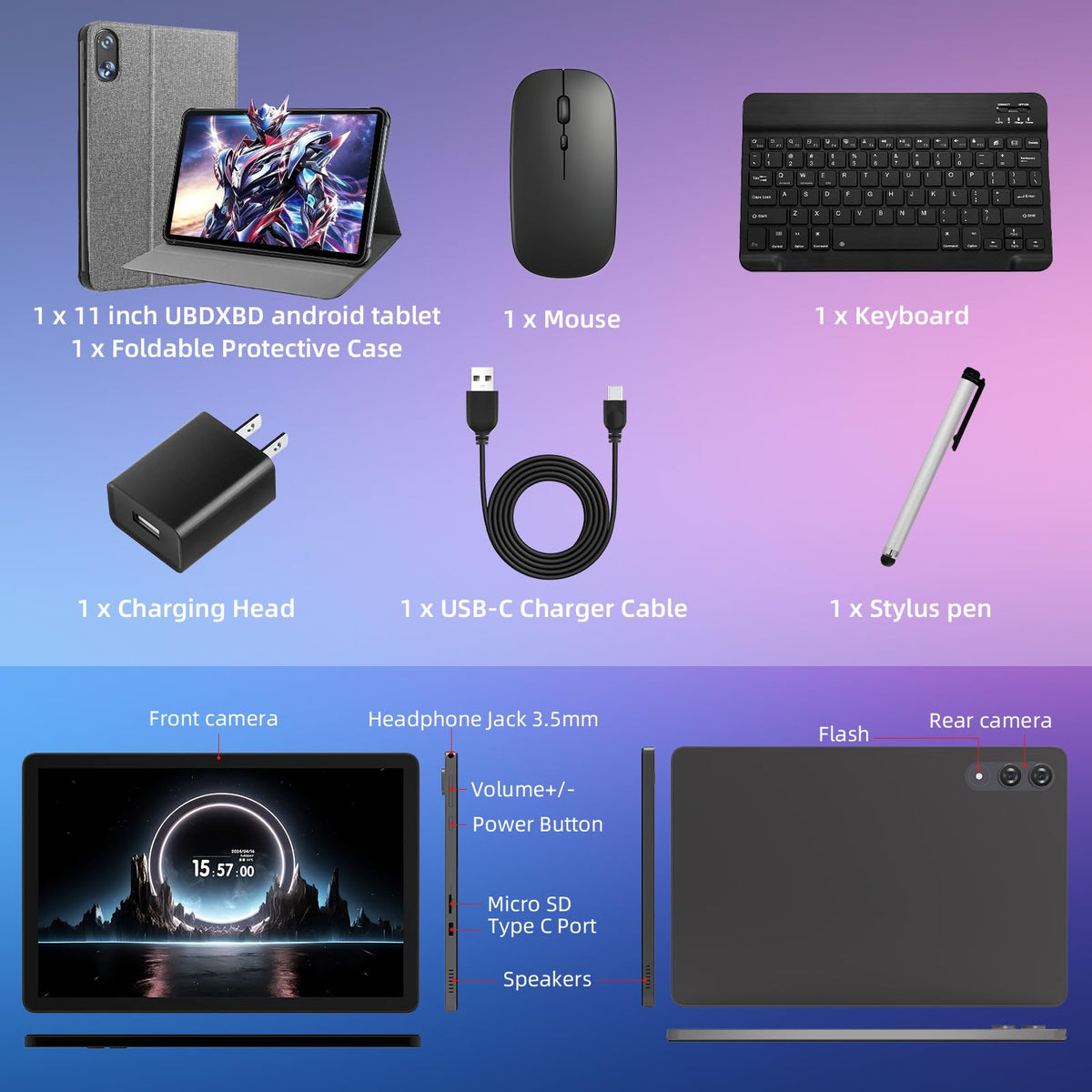 11 inch Tablet with Keyboard,Android 16 Tablet with Octa Core Processor