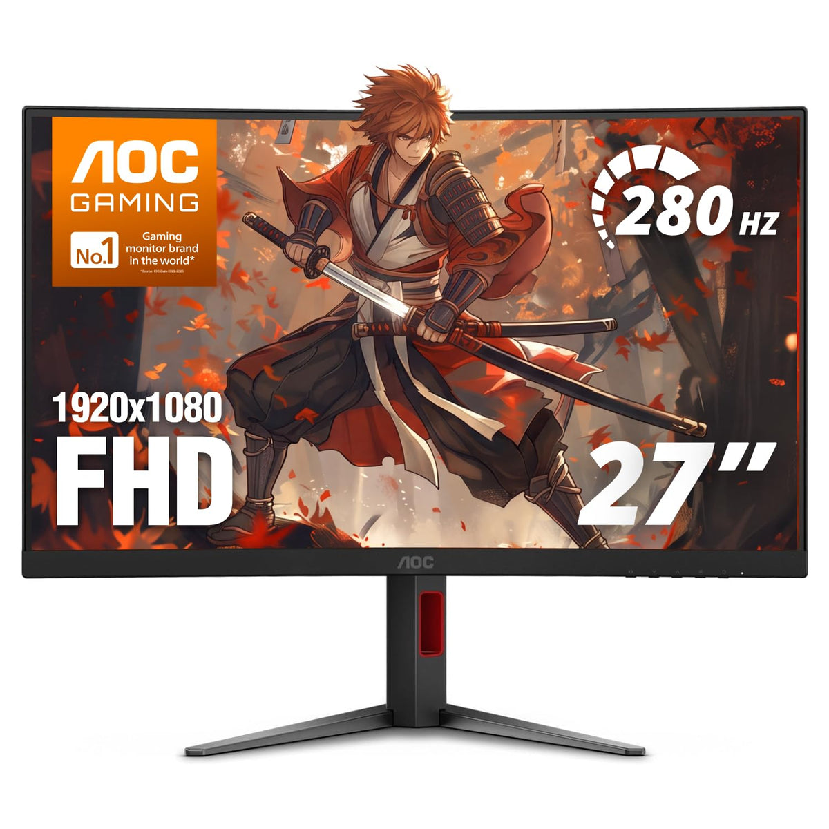 AOC 27 Inch Curved Gaming Monitor FHD 200Hz VA 0.3ms HDR, C27G4H2